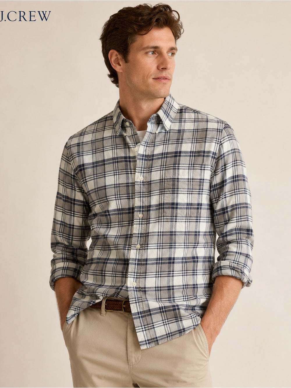 Vintage Oxford J Crew Button Down Long Sleeve Blue Plaid XL Men’s Shirt